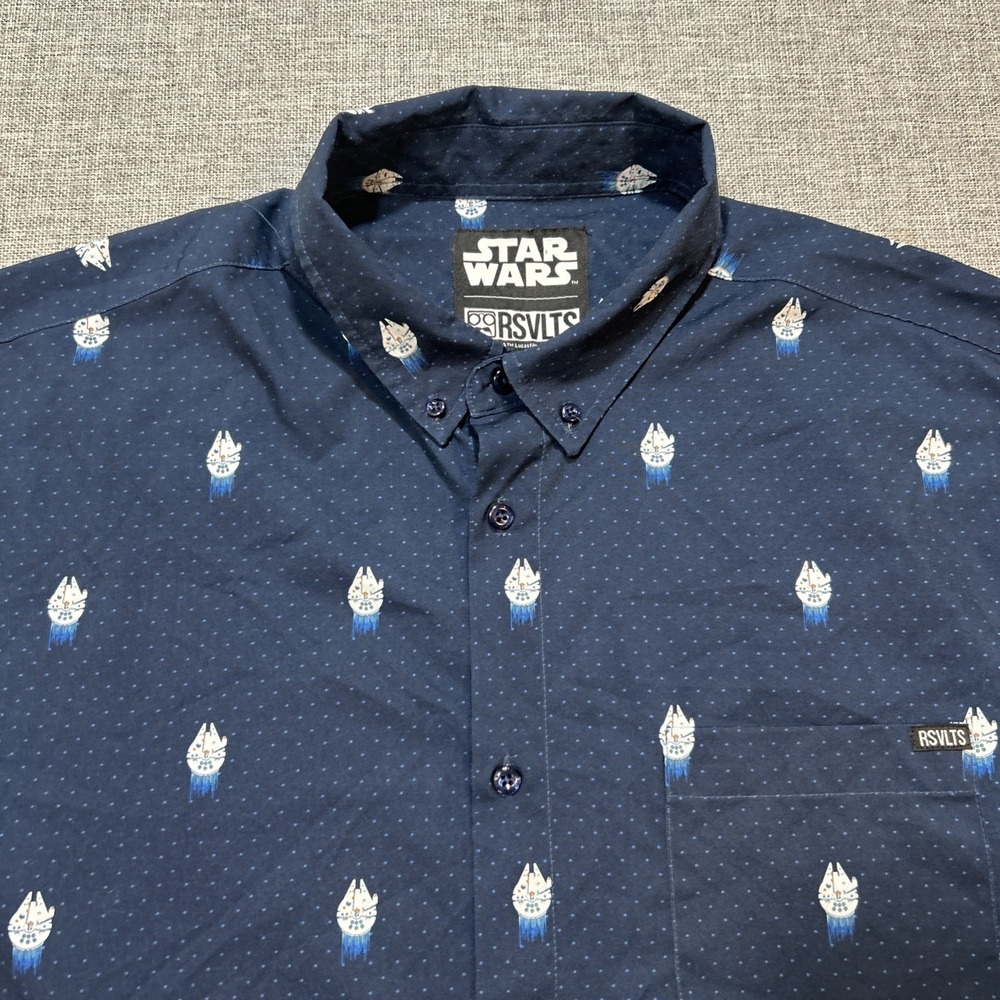 RSVLTS Star Wars 12 Parsecs Millennium Falcon Shirt Mens 2XL AOP Short Sleeve